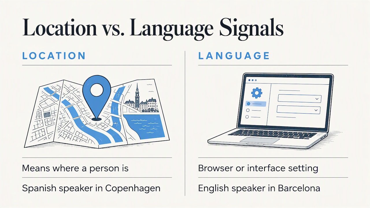 Location and language targeting compared