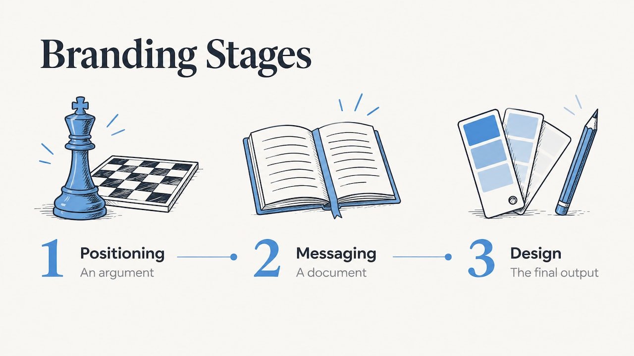 Positioning, messaging, and design in sequence